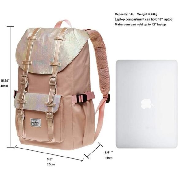Women\'s Backpack Traveling Rucksack Fits 15.6 Inch Laptop (Fairy rose tan) main image 5